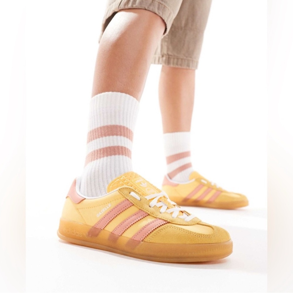 Adidas original Gazelle indoor sneakers in orange and pink